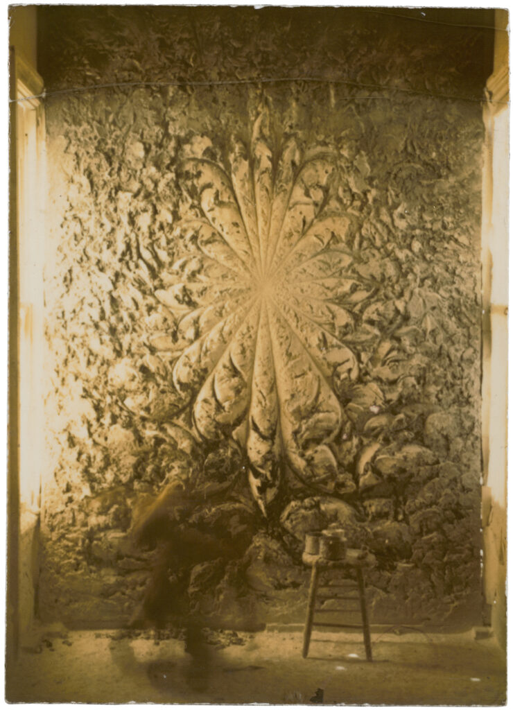Jay DeFeo, The Rose, then referred to as Deathrose, "baroque" phase, with blurred figure and stool, c. 1962-63