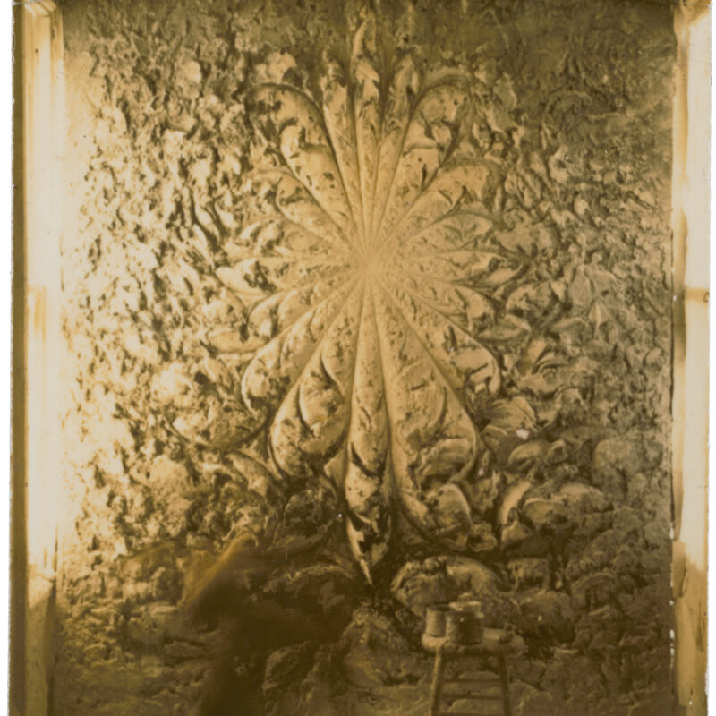 Jay DeFeo, The Rose, then referred to as Deathrose, "baroque" phase, with blurred figure and stool, c. 1962-63