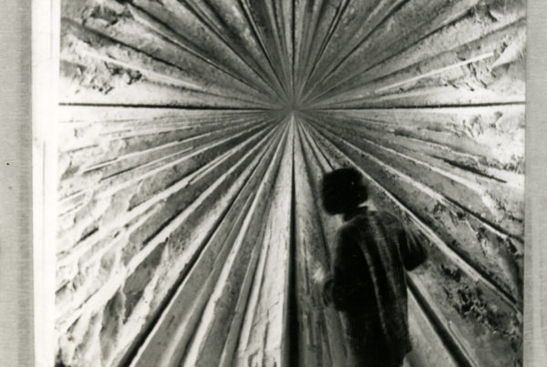 Unknown photographer, Jay DeFeo working on early version of The Rose (known then as The White Rose). Inscribed "For Al and Lerine love Jay."