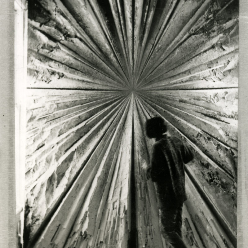 Unknown photographer, Jay DeFeo working on early version of The Rose (known then as The White Rose). Inscribed "For Al and Lerine love Jay."